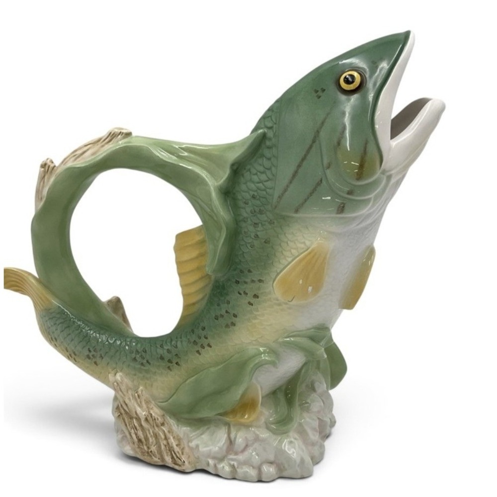 Lenox Riverwood by Catherine McClung Ceramic Fish Pitcher 11-1/2" READ